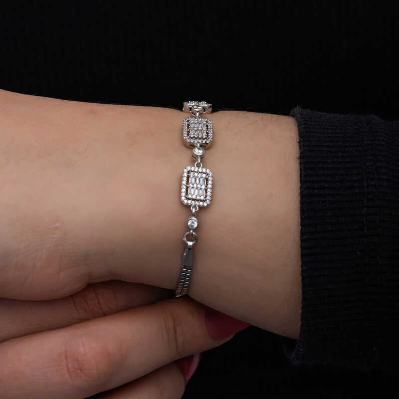 Silver Baguette Stone Women’s Bracelet