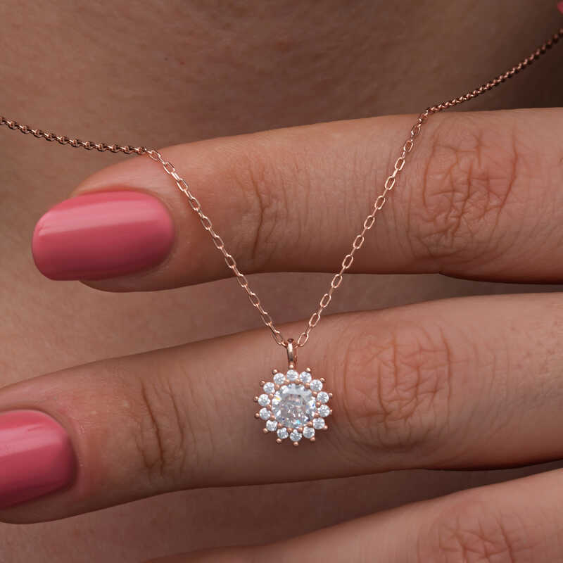 Silver Rose Minimal Round Anturaj Women’s Necklace