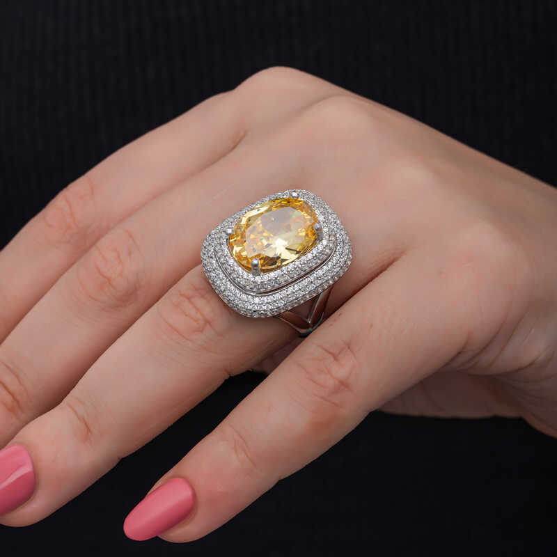 Silver Citrine Stone Women’s Ring