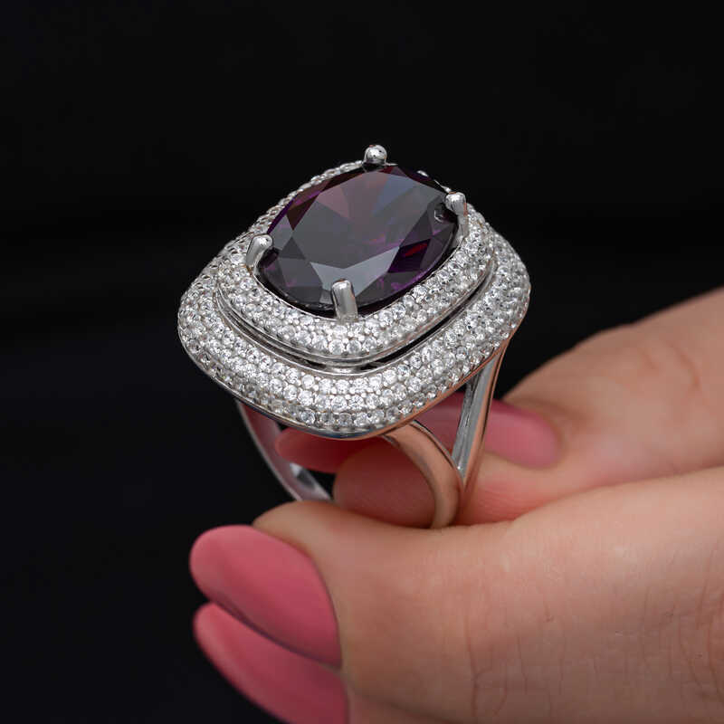 Silver Amethyst Stone Women’s Ring