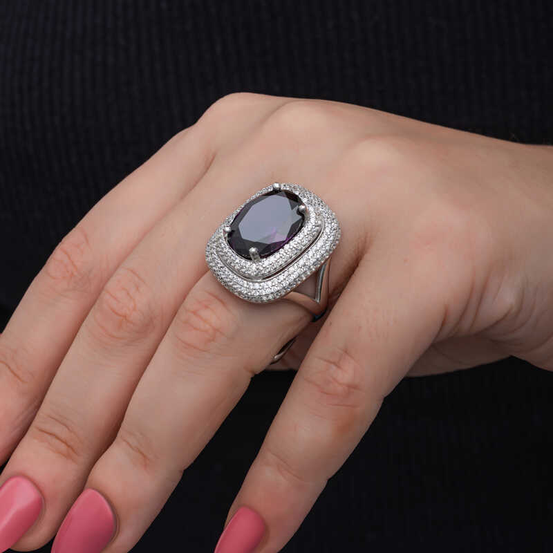 Silver Amethyst Stone Women’s Ring
