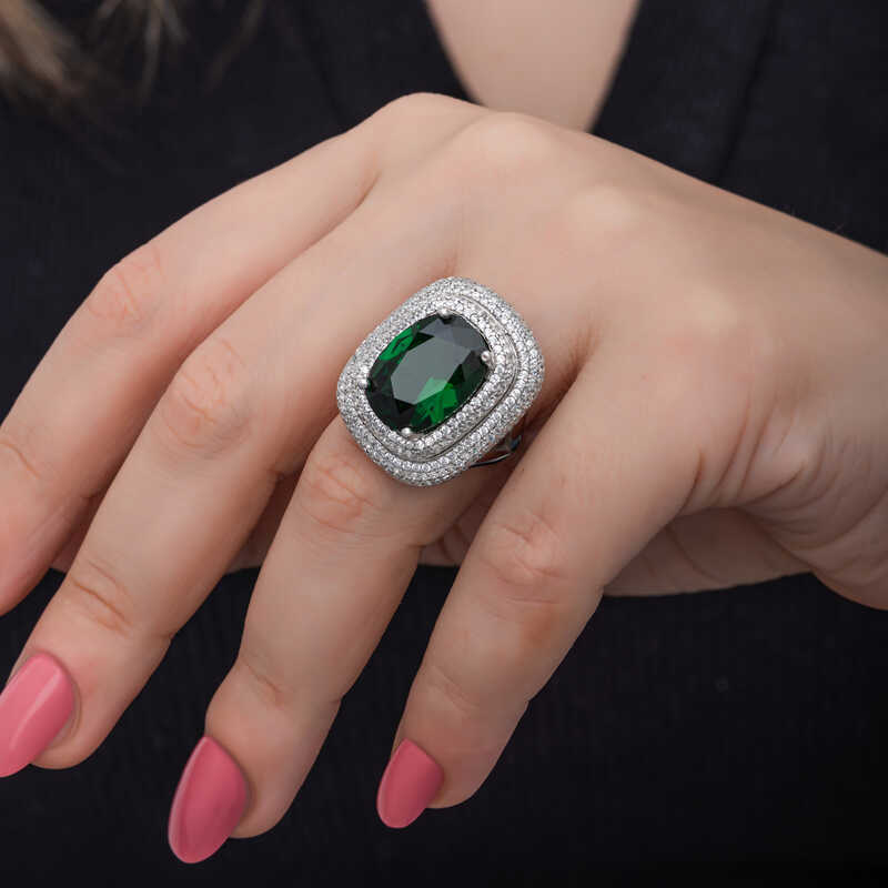Silver Green Zircon Stone Women’s Ring