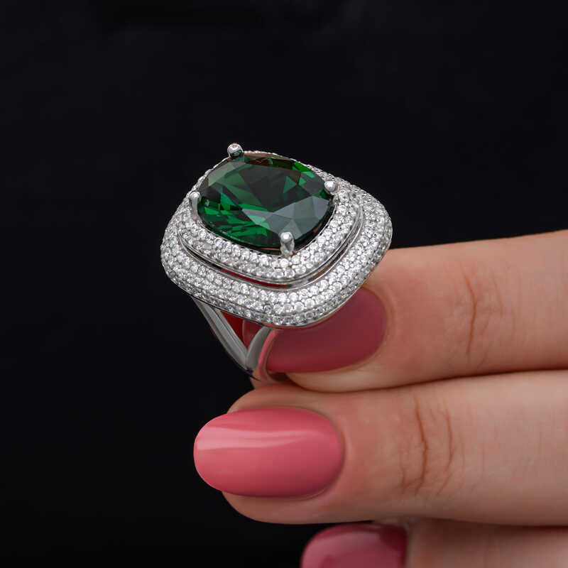Silver Green Zircon Stone Women’s Ring