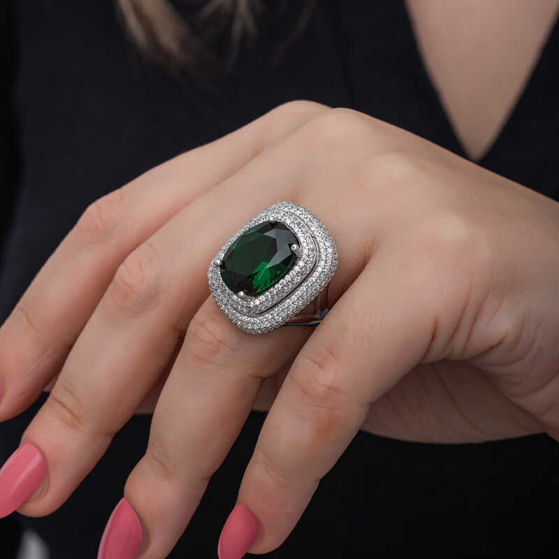 Silver Green Zircon Stone Women’s Ring
