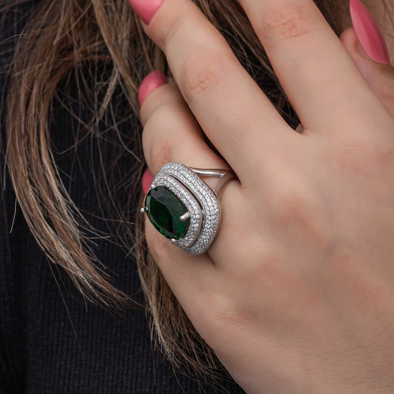 Silver Green Zircon Stone Women’s Ring