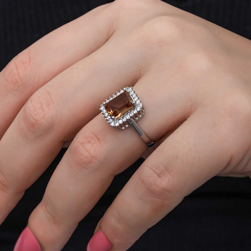 Silver Square Baguette Zultanite Stone Women’s Ring