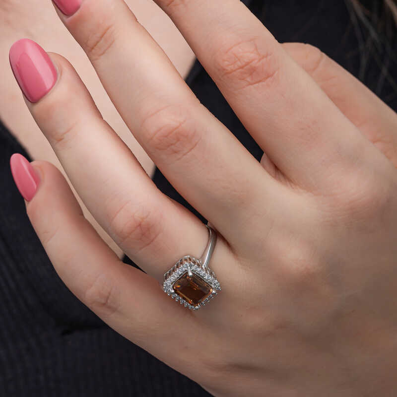 Silver Square Baguette Zultanite Stone Women’s Ring