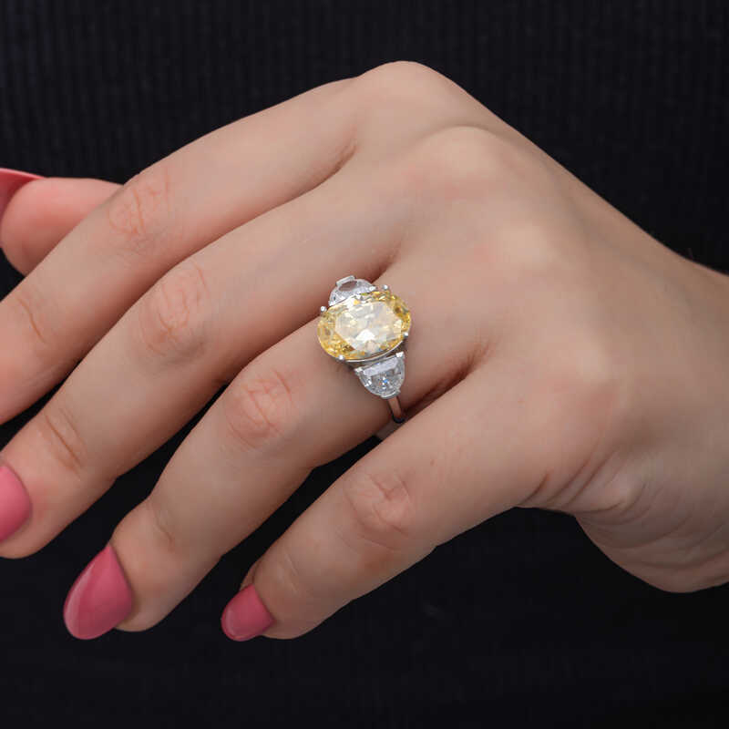 Silver Citrine Zircon Stone Women’s Ring