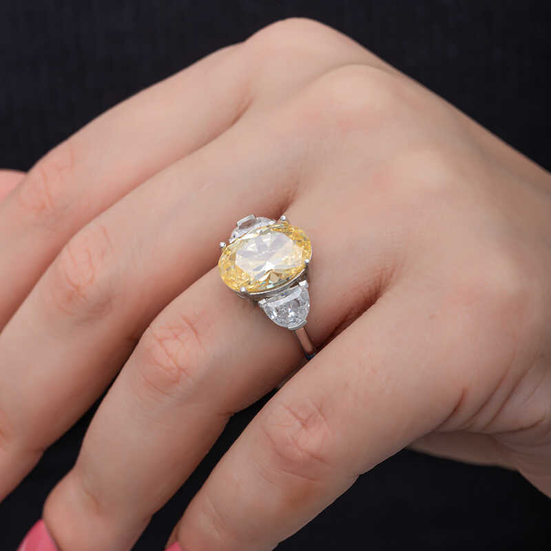 Silver Citrine Zircon Stone Women’s Ring