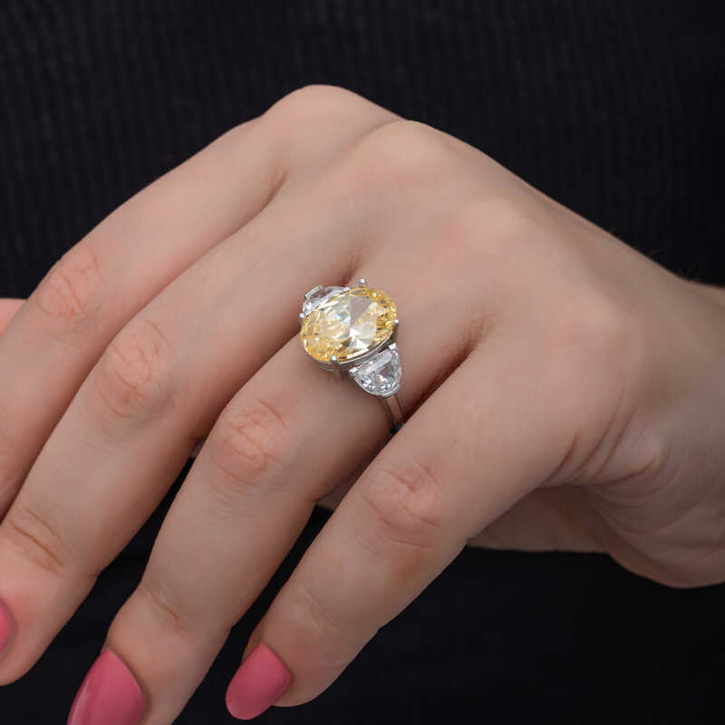 Silver Citrine Zircon Stone Women’s Ring