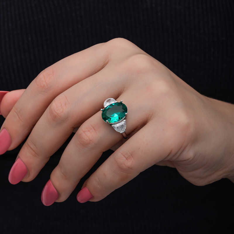 Silver Green Color Paraiba Stone Women’s Ring