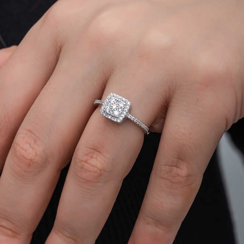 Silver Square Zircon Stone Women’s Ring
