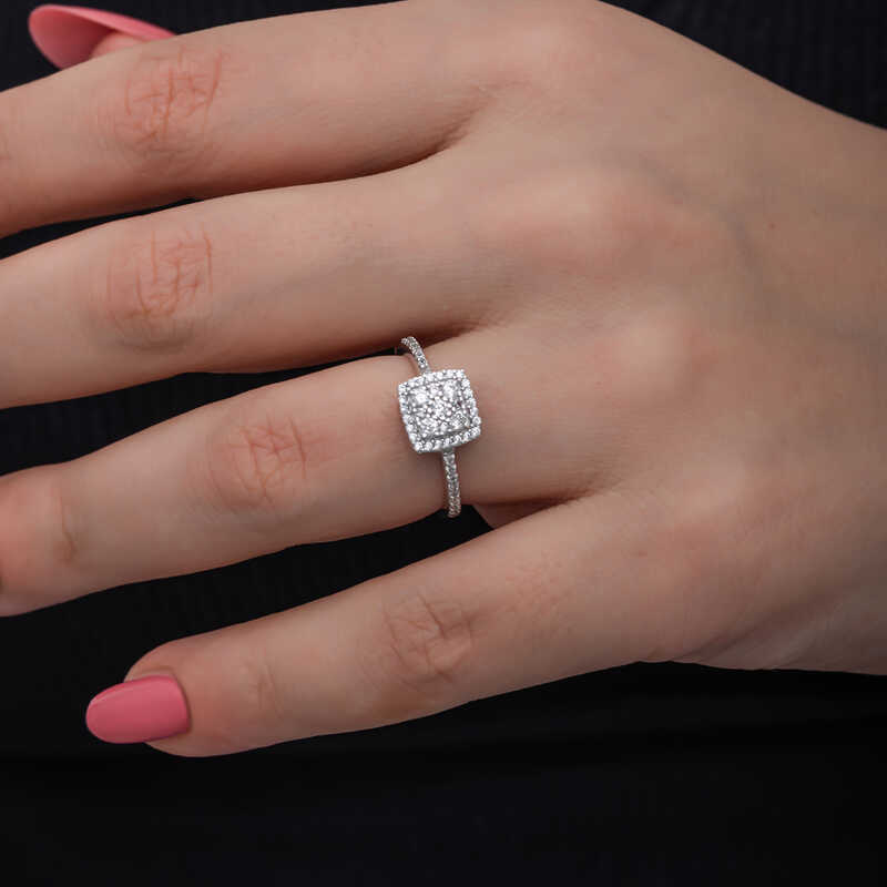 Silver Square Zircon Stone Women’s Ring