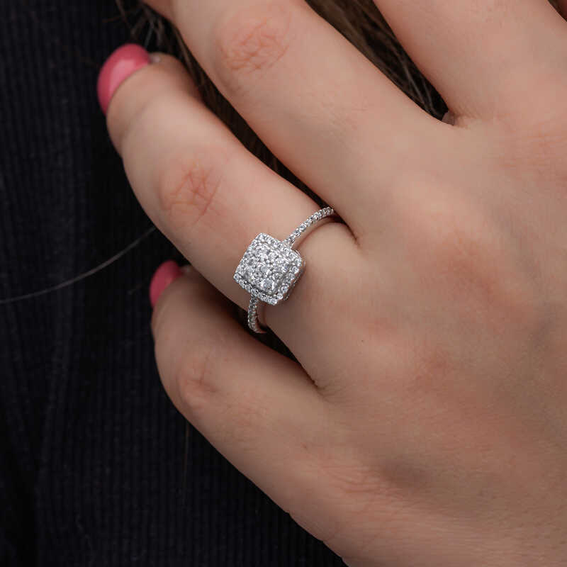 Silver Square Zircon Stone Women’s Ring