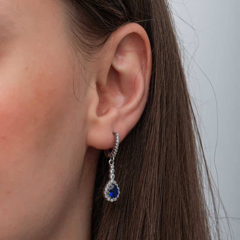 Silver Blue Zircon Stone Women’s Earrings