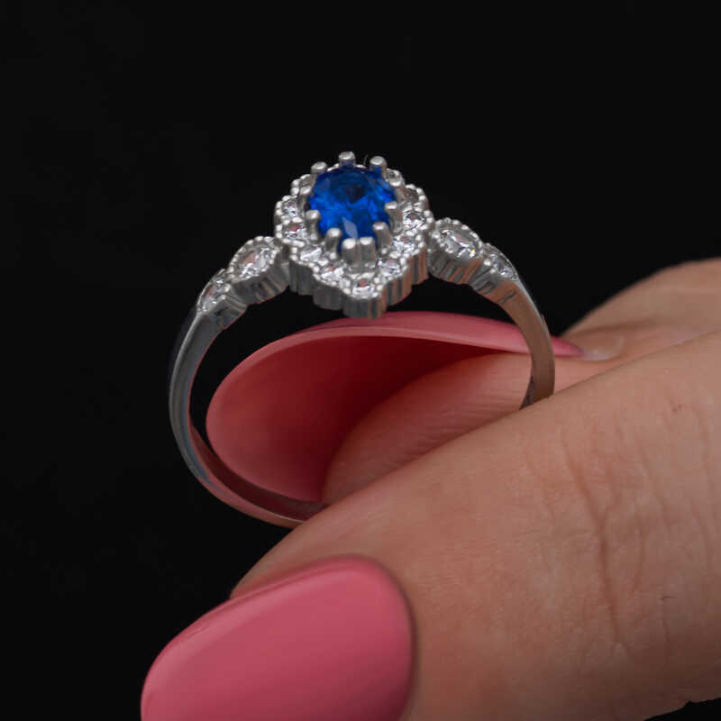 Silver Blue Drop Zircon Stone Women’s Ring