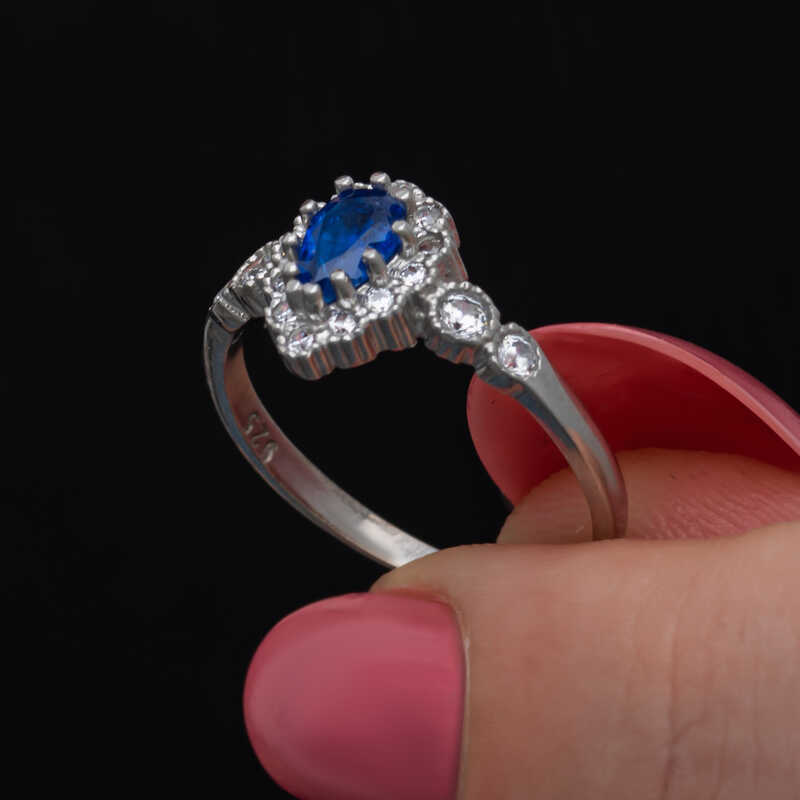Silver Blue Drop Zircon Stone Women’s Ring