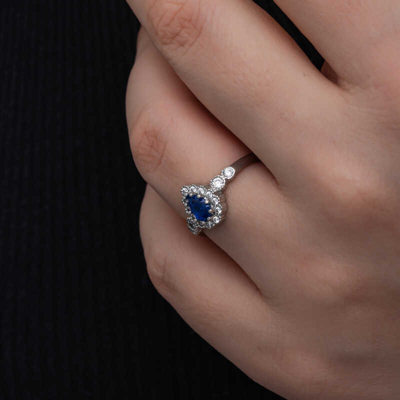 Silver Blue Drop Zircon Stone Women’s Ring