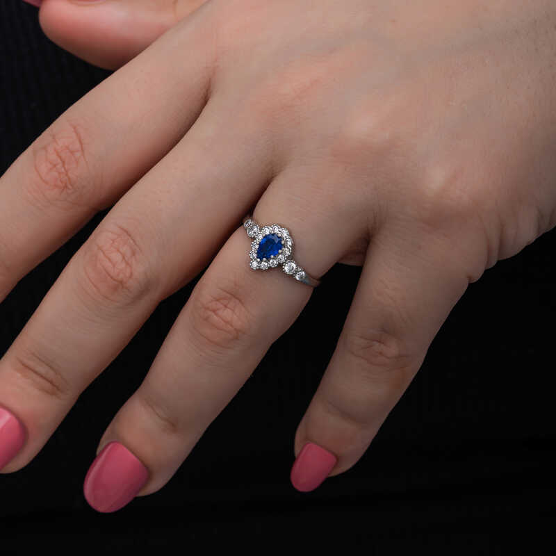 Silver Blue Drop Zircon Stone Women’s Ring