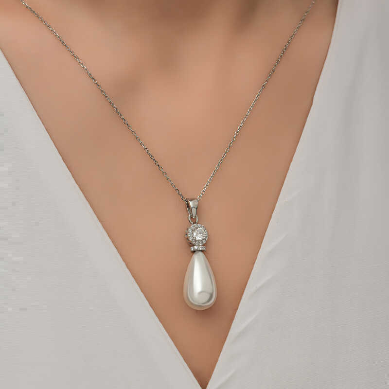 Silver Drop Pearl Women’s Necklace