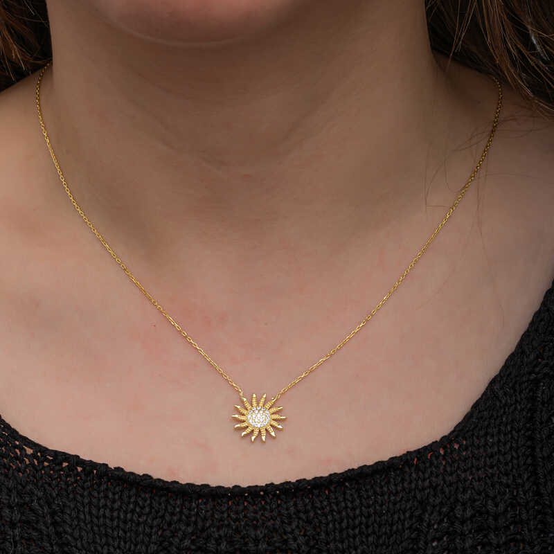 Silver Gold Sun Women’s Necklace