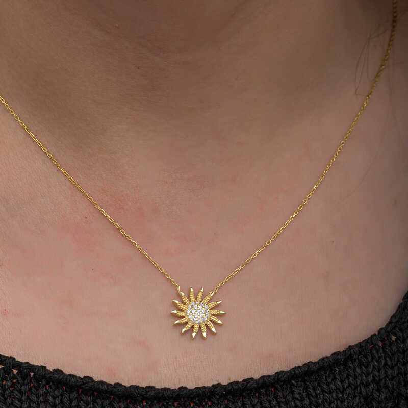 Silver Gold Sun Women’s Necklace
