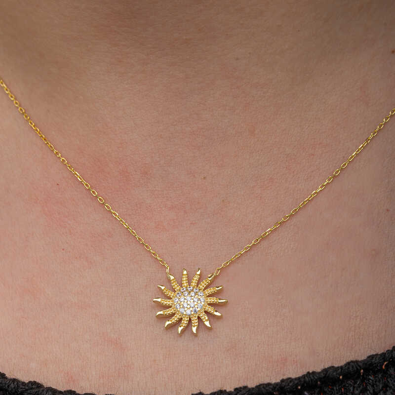 Silver Gold Sun Women’s Necklace