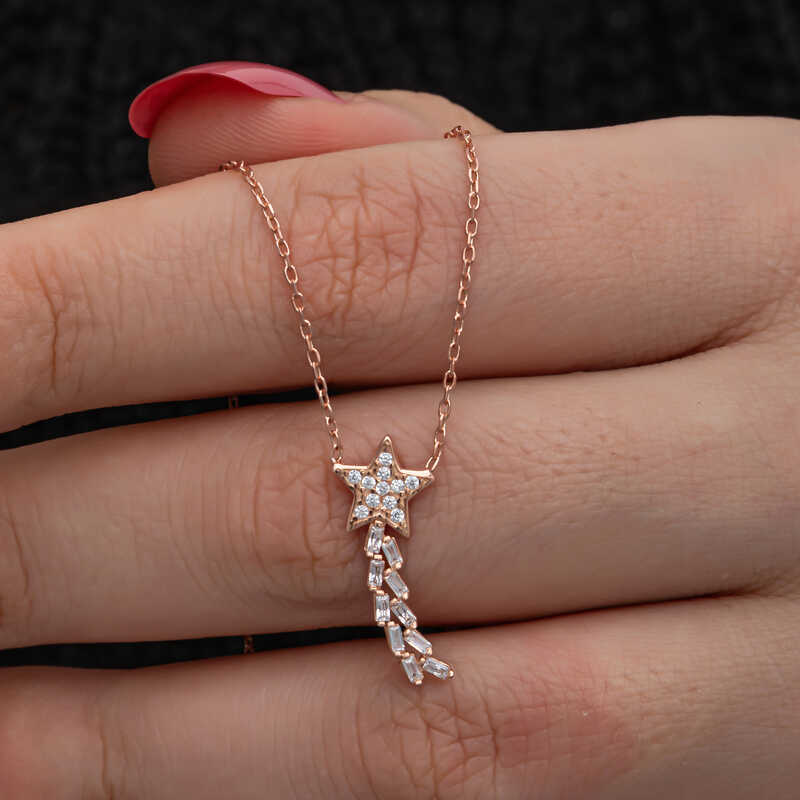 Silver Rose Comet Women’s Necklace