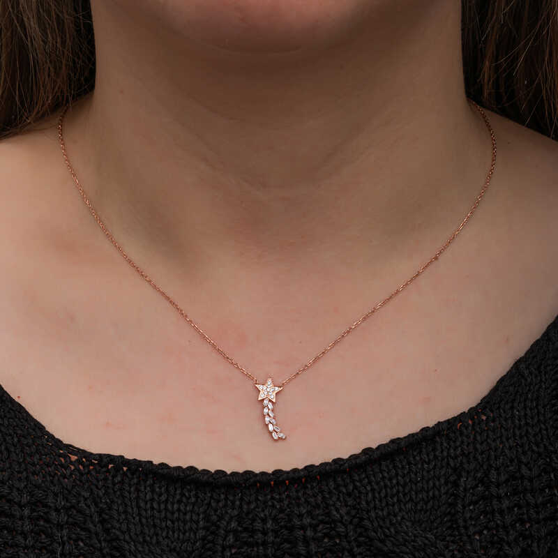 Silver Rose Comet Women’s Necklace