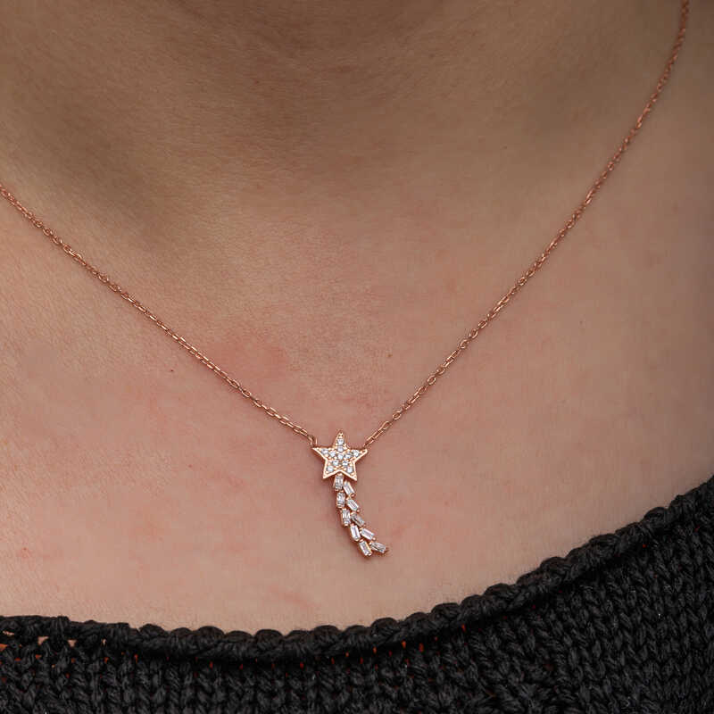 Silver Rose Comet Women’s Necklace