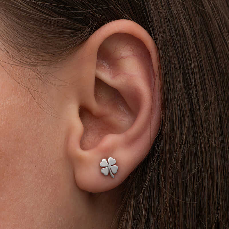 Silver Clover Stud Women’s Earrings