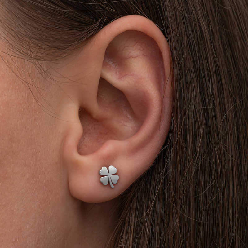 Silver Clover Stud Women’s Earrings