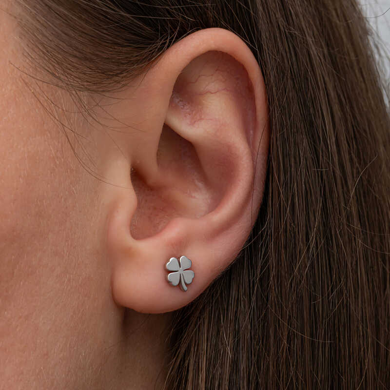 Silver Clover Stud Women’s Earrings