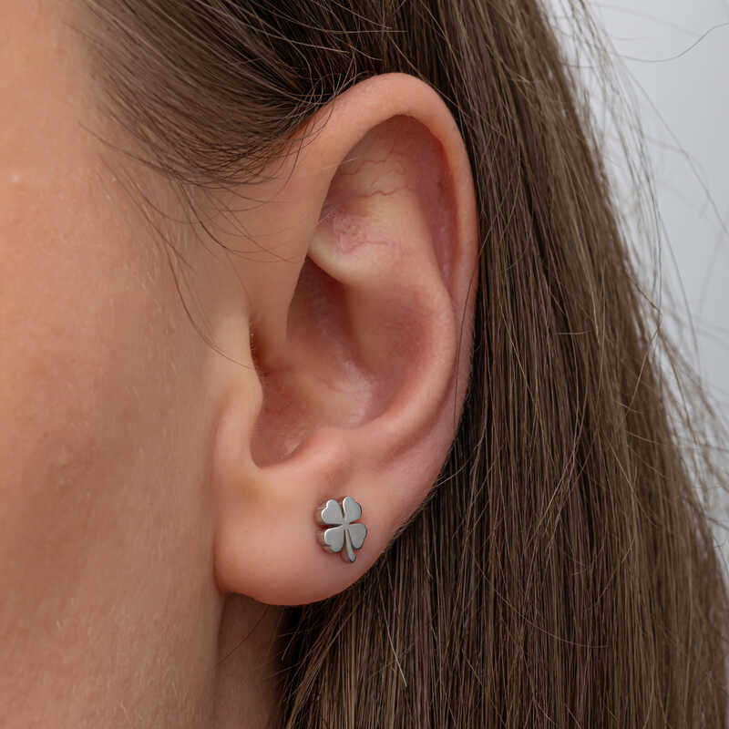 Silver Clover Stud Women’s Earrings