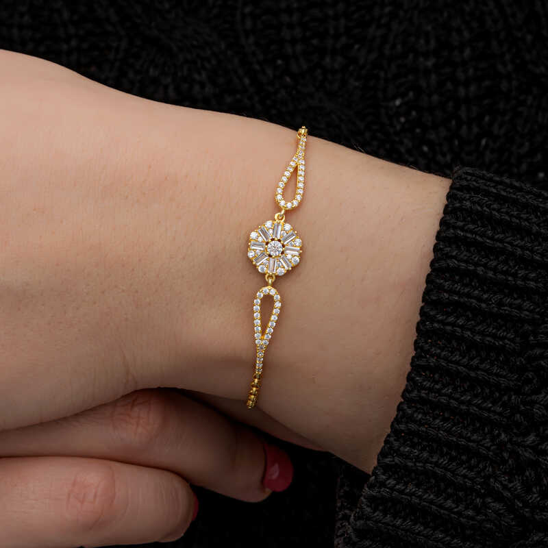 Silver Gold Baguette Stone Women’s Bracelet