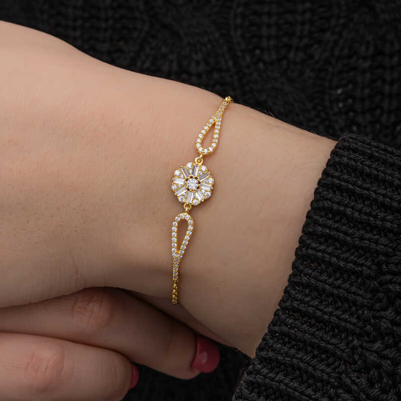Silver Gold Baguette Stone Women’s Bracelet