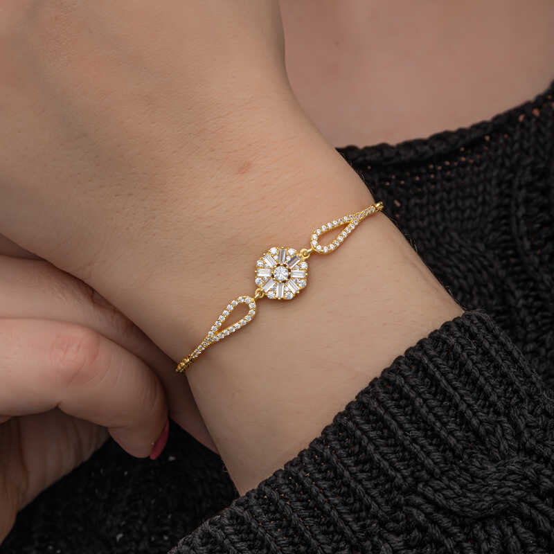 Silver Gold Baguette Stone Women’s Bracelet