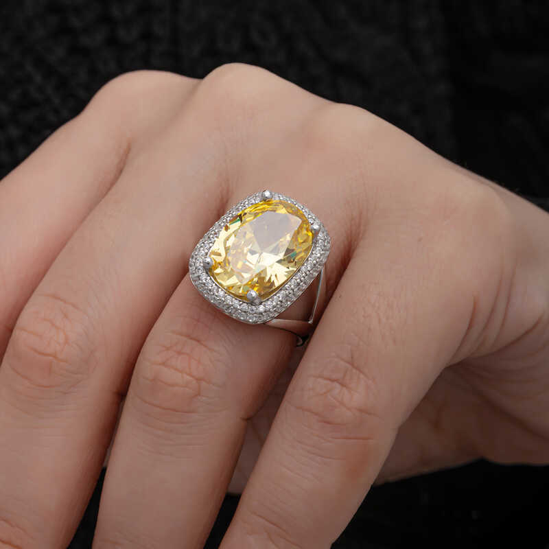 Silver Citrine Stone Square Women’s Ring