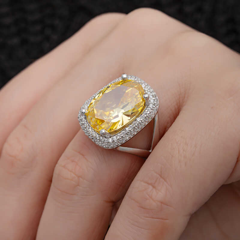 Silver Citrine Stone Square Women’s Ring
