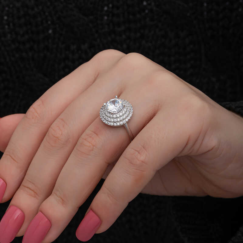 Silver 3 Row Stone Anturaj Women’s Ring