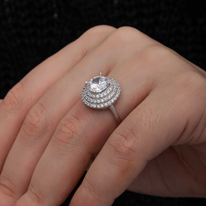 Silver 3 Row Stone Anturaj Women’s Ring