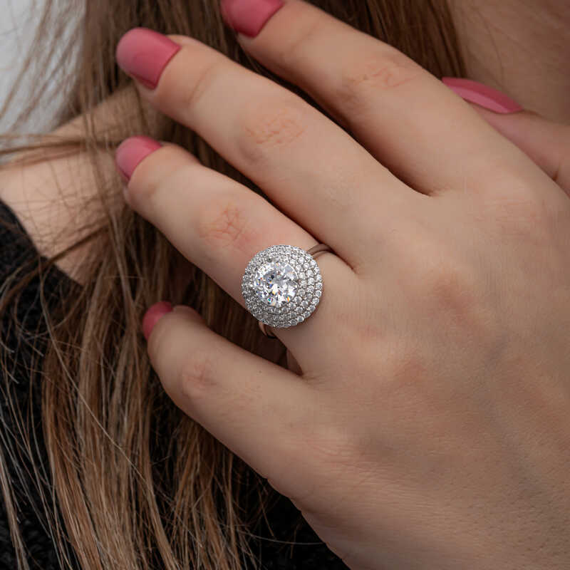 Silver 3 Row Stone Anturaj Women’s Ring