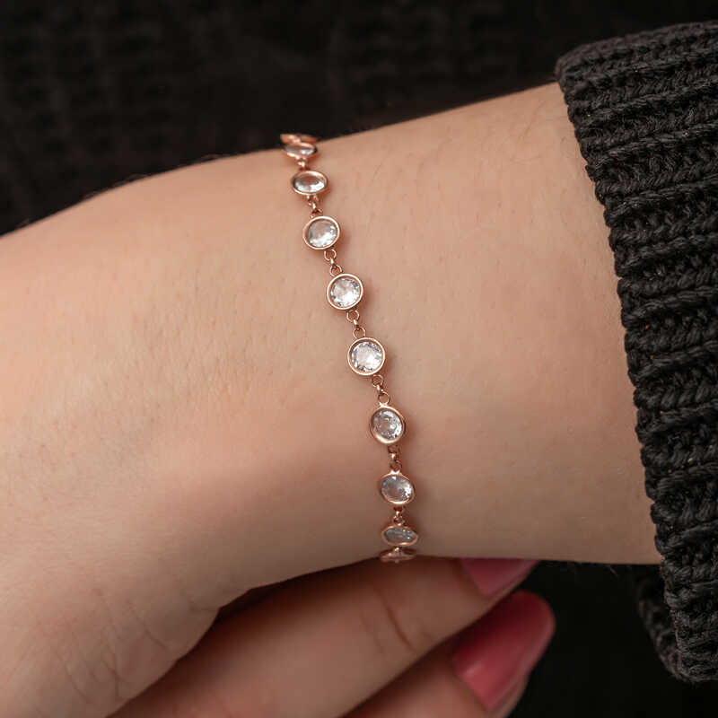 Silver Rose White Stone Women’s Bracelet