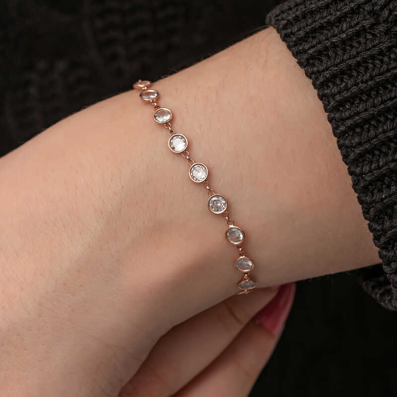 Silver Rose White Stone Women’s Bracelet