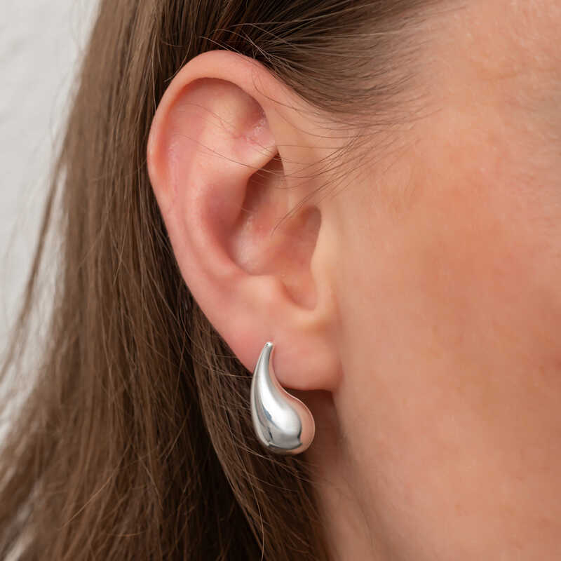 Silver Teardrop Stud Women’s Earrings
