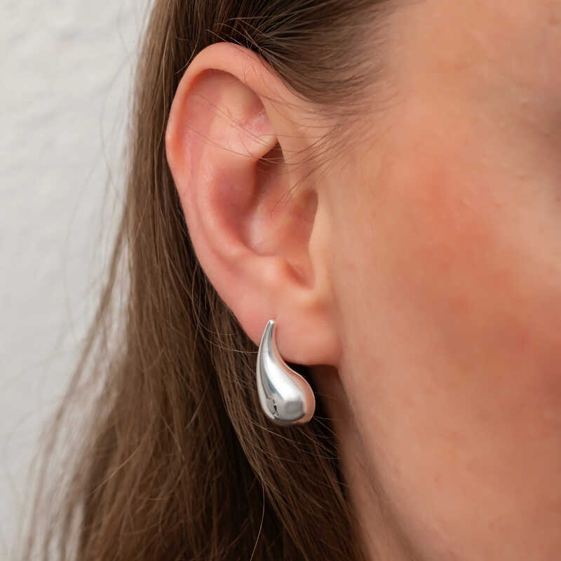 Silver Teardrop Stud Women’s Earrings