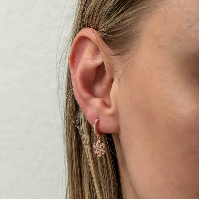 Silver Dangle Rose Flower Women’s Earrings