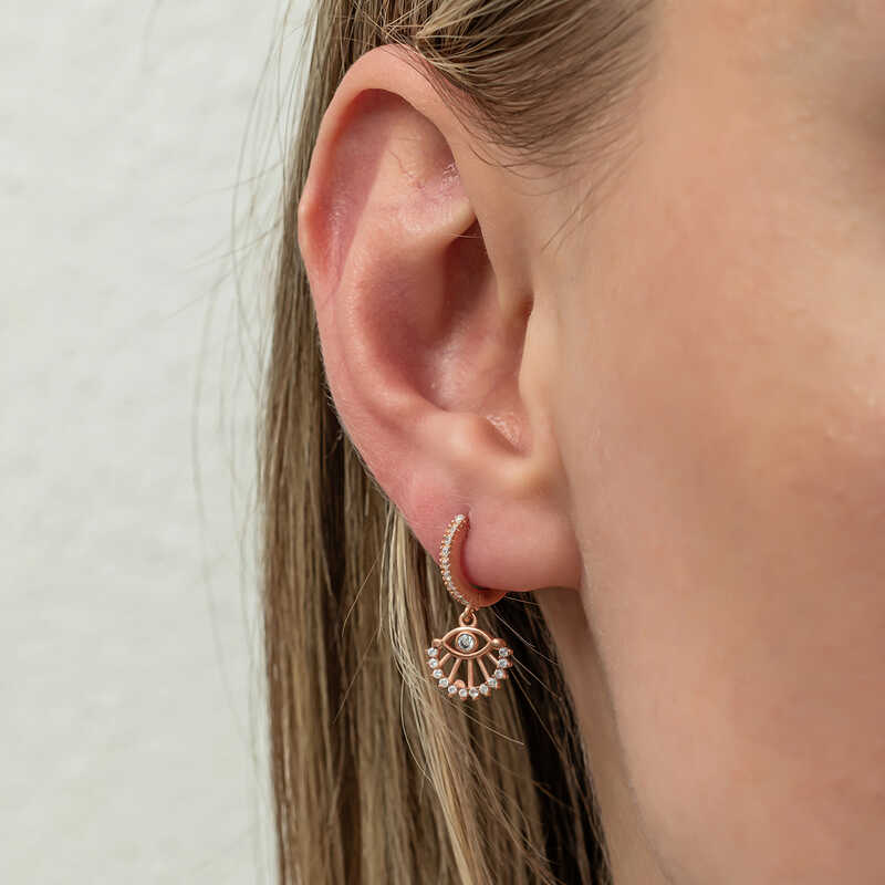 Silver Dangle Rose Eye Women’s Earrings