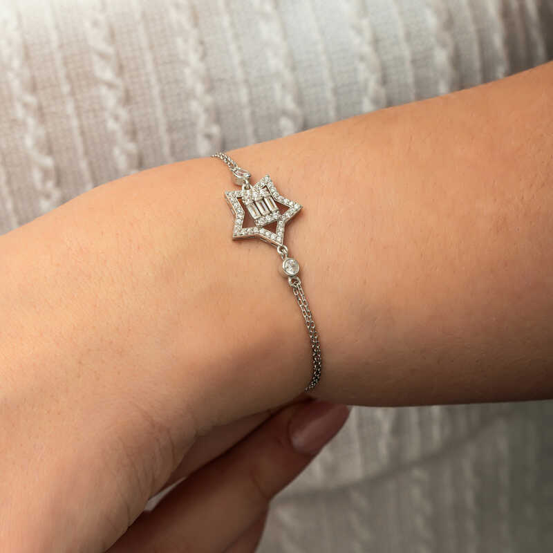 Silver Baguette Stone Star Women’s Bracelet
