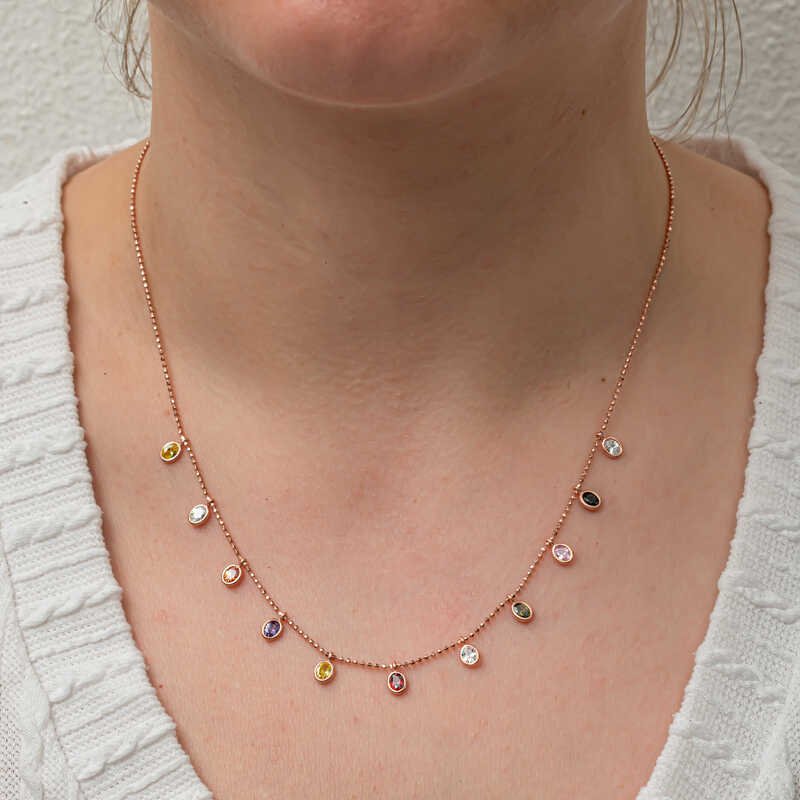 Silver Colored Oval Stone Lucky Women’s Necklace